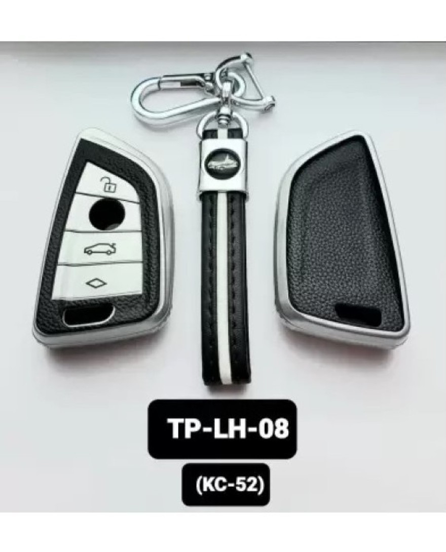 Key Care Leathet TPU Key Cover with Key Chain KC 52 | Black Silver TPU L TP LH 08